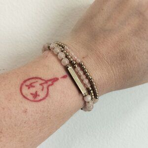 Bracelet Set Stretchy Gold and Pink Beaded Bracelets